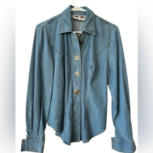 Vintage Hairston Roberson Western Denim Shirt womens size small - Picture 2 of 12
